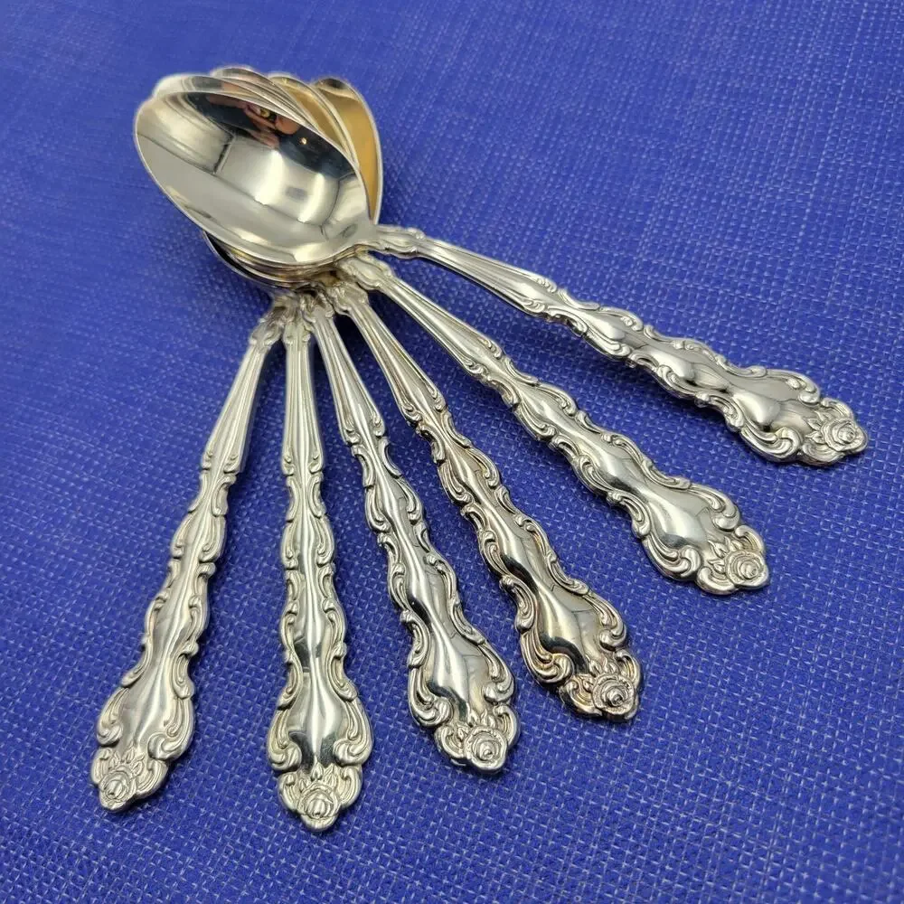 Set of 6 ONEIDA Community Beethoven Teaspoon Silverplate Baroque Vtg